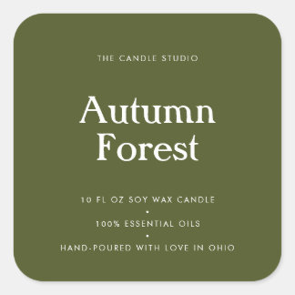 Adesivo Quadrado Cosméticos de Velas de Embalagem Verde de Tipograf