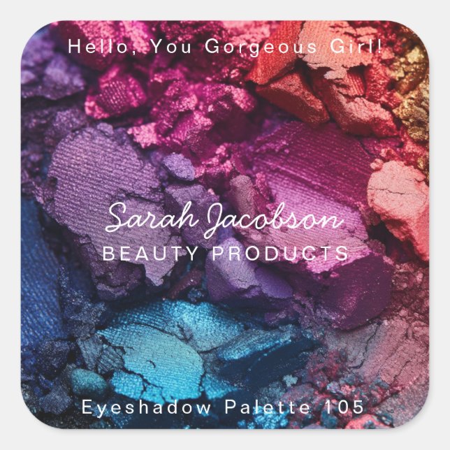 Adesivo Quadrado Cosmetics Make-Up Beauty Products Labels (Frente)