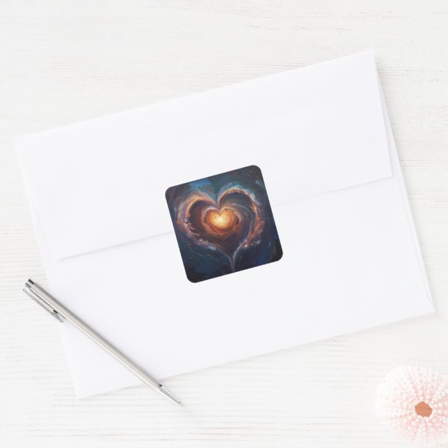 Adesivo Quadrado Cosmic Heart Galaxy Love Art – Universe Romance  (Envelope)