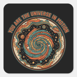 Adesivo Quadrado Cosmic Universe In Motion - Retro tee