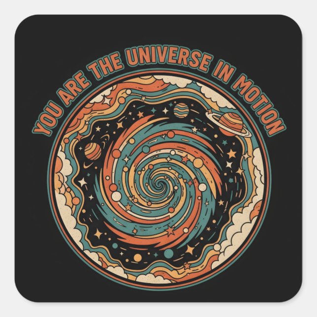 Adesivo Quadrado Cosmic Universe In Motion - Retro tee (Frente)