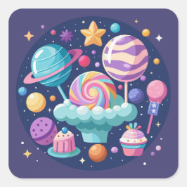 Adesivo Quadrado Cosmmic Candy Wonderland