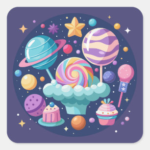 Adesivo Quadrado Cosmmic Candy Wonderland