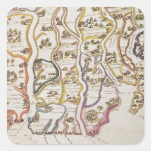 Adesivo Quadrado Costa de África e do rio Gambia 1622