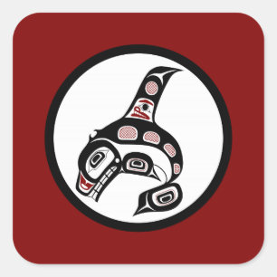 Adesivo Quadrado Costa do Pacífico Noroeste - Baleia Assassina de A