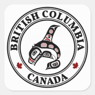 Adesivo Quadrado Costa do Pacífico Noroeste - Baleia Assassina de A