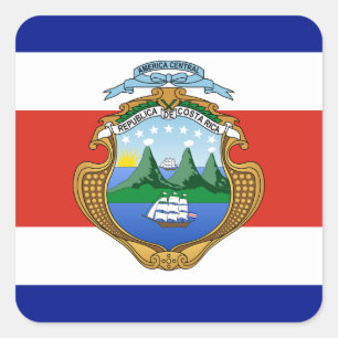 Adesivo Quadrado Costa Rica (casaco de armas/bandeira)
