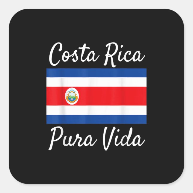 Adesivo Quadrado Costa Rica Pura Vida T-Shirt! Belo National F (Frente)