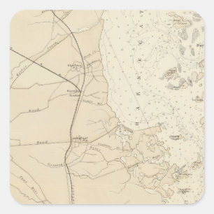 Adesivo Quadrado Costeie a baía de Barnegat da seção ao mapa da