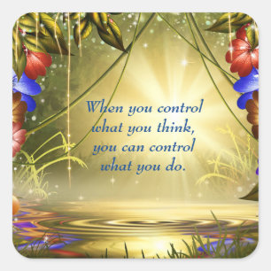 Adesivo Quadrado Cota Inspiradora Capacita seu Mindset Azul Dourado