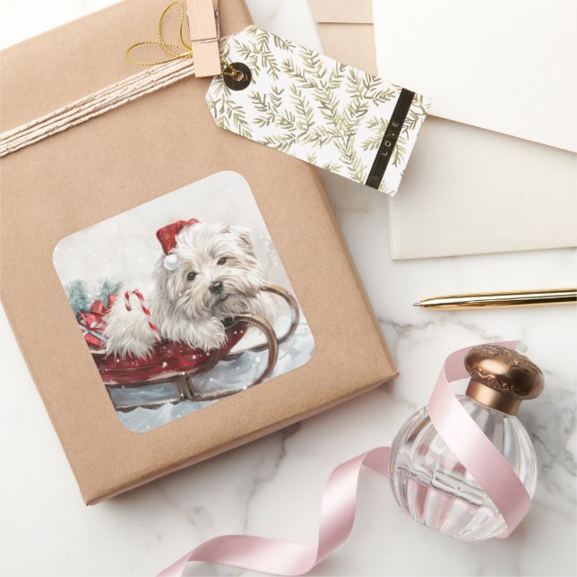 Adesivo Quadrado Coton De Tulear Cão Festivo (Presentear)