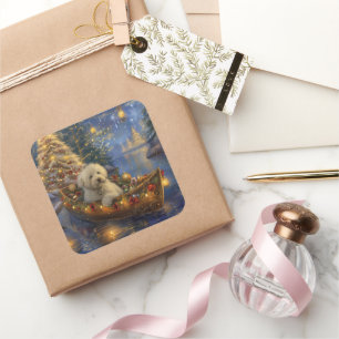 Adesivo Quadrado Coton De Tulear Natal Festivo Voyage