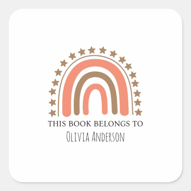 Adesivo Quadrado Cotovelo Cinto-d-Água Arco-Íris Este Livro Pertenc (Frente)