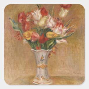 Adesivo Quadrado Cottagecore Renoir Floral Vintage Arte de Tulipas