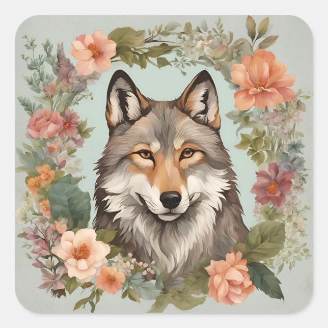 Adesivo Quadrado Cottagecore Wolf (Frente)
