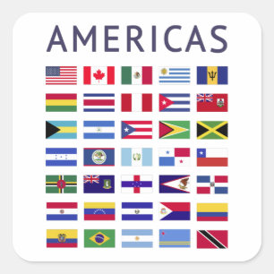 Adesivo Quadrado Country Flags Americas National Flags America