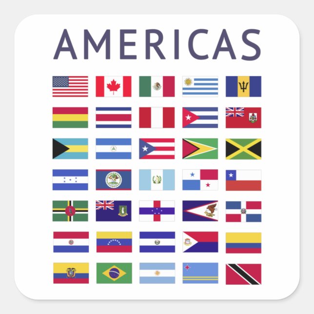Adesivo Quadrado Country Flags Americas National Flags America (Frente)