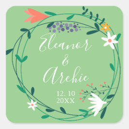 Adesivo Quadrado Country Floral Garland.