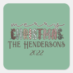 Adesivo Quadrado Country Merry Christmas Square Sticker