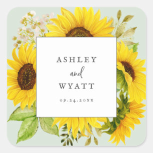 Adesivo Quadrado Country Sunflower Selos De Envelope De Casamento