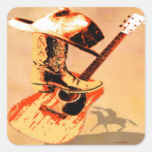 Adesivo Quadrado Country Western Sticker