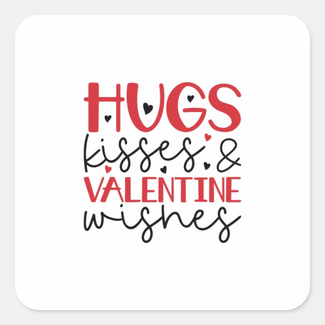 Adesivo Quadrado Couple Gift Hugs Kisses Wishes (Frente)