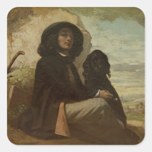 Adesivo Quadrado Courbet com seu Black Dog, 1842