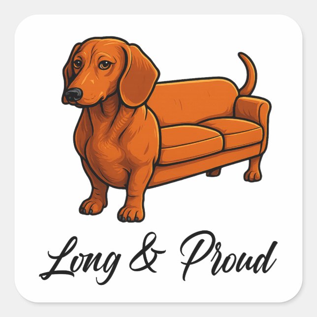 Adesivo Quadrado Couro De Cachorro Longo E Orgulhoso (Frente)
