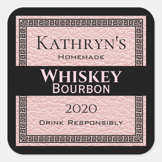 Adesivo Quadrado Couro Rosa Personalizado (Frente)