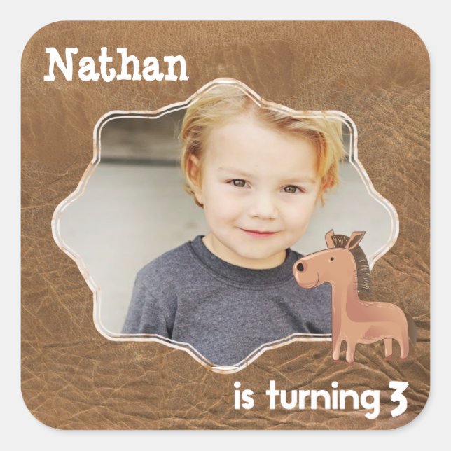 Adesivo Quadrado Couro-vaqueiro com Personalidade de Cavalo (Frente)