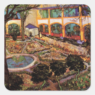 Adesivo Quadrado Courtyard of Hospital at Arles, por Vincent van Go