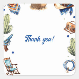 Adesivo Quadrado Cowboy Blue Western Wildday