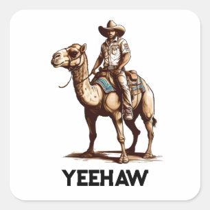 Adesivo Quadrado Cowboy cavalgando um camelo