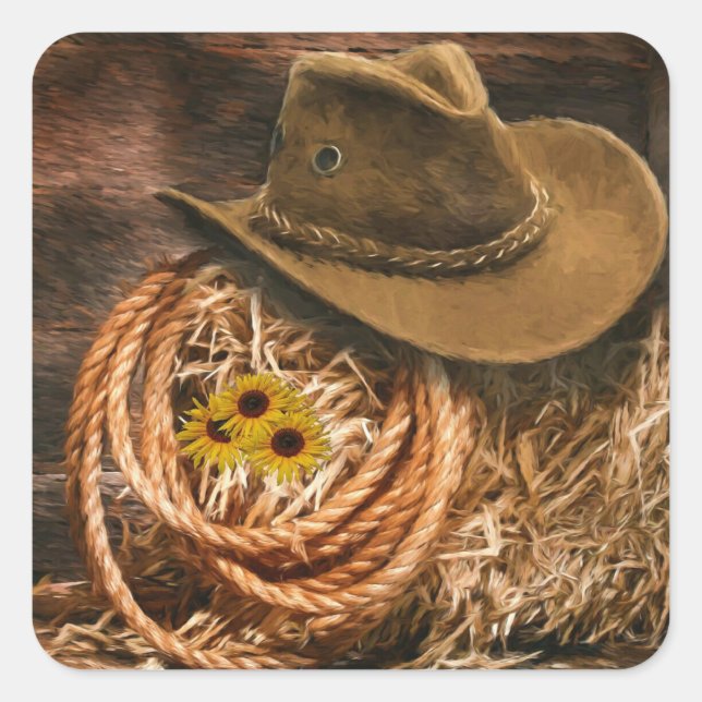 Adesivo Quadrado Cowboy Hat (Frente)