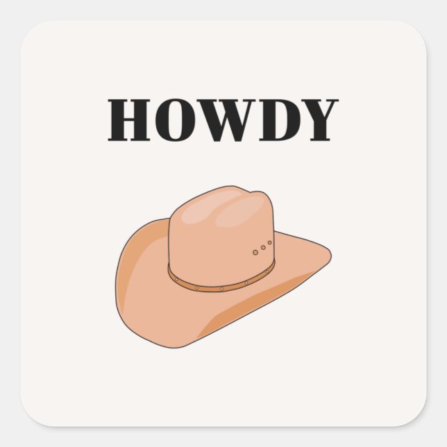 Adesivo Quadrado Cowboy Hat Howdy Earthy Boho Beige (Frente)