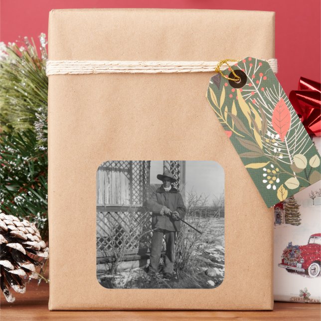 Adesivo Quadrado Cowboy Rancher ou canadense fora da lei do Velho O (Feriado)