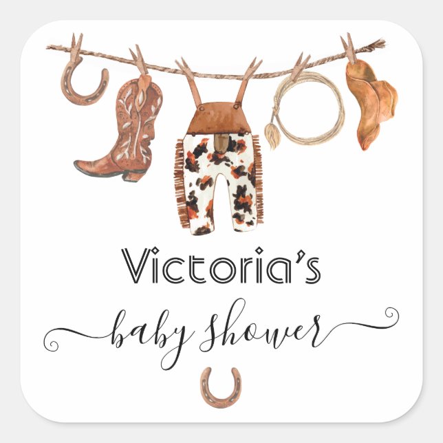 Adesivo Quadrado Cowboy Western Clothesline (Frente)