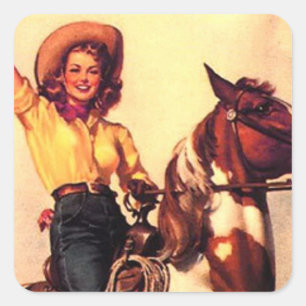 Adesivo Quadrado Cowgirl