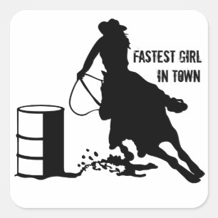 Adesivo Quadrado Cowgirl Barrel Racer Rodeo Glossy Sticker
