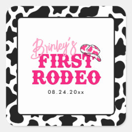 Adesivo Quadrado Cowgirl Disco Pink First Rodeo