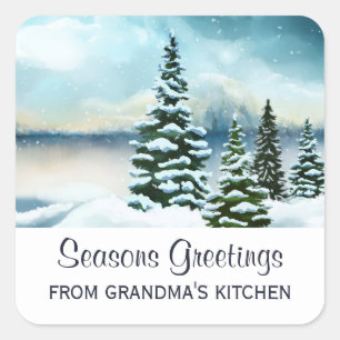 Adesivo Quadrado Cozinha Cênica Winter Wonderland Watercolor
