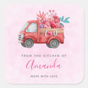 Adesivo Quadrado Cozinha de Carregandos e flores de caminhões de a