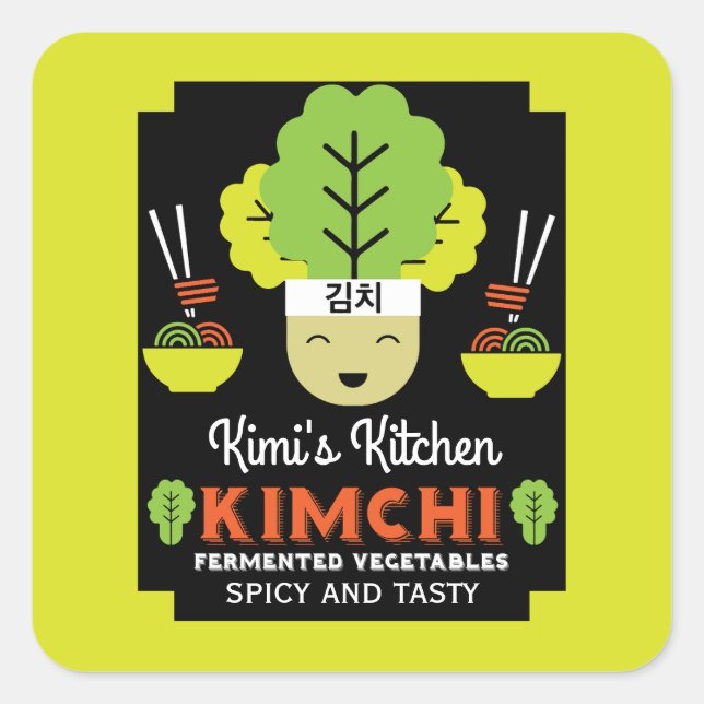 Adesivo Quadrado Cozinha Kimchi Comida Caseira (Frente)
