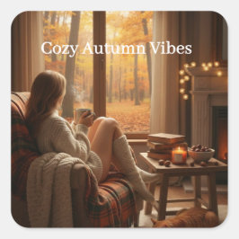 Adesivo Quadrado Cozy Autumn Vibes | Personalized Fall Cabin Window
