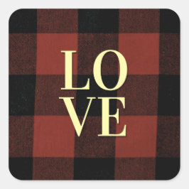 Adesivo Quadrado Cozy Love: Red and Black Xadrez Flannel Design