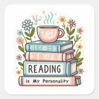 Adesivo Quadrado Cozy Reading Is My Personality Sticker - Pastel Bo