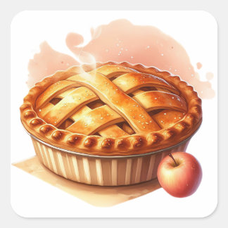 Adesivo Quadrado Cozy Winter Apple Pie Cottagecore Sticker  