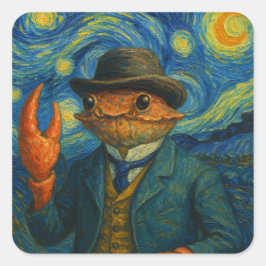 Adesivo Quadrado Crab Gentleman Starry Night Sticker