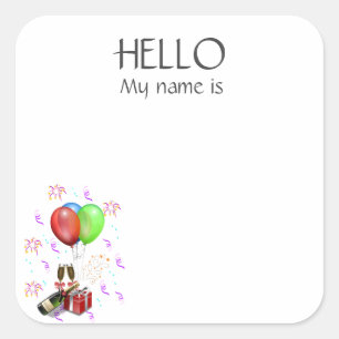 Adesivo Quadrado Crachá de Identificação de Festa de Celebração de 