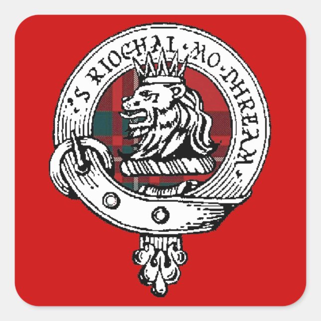 Adesivo Quadrado Crachá MacGregor Clan Sticker RED (Frente)